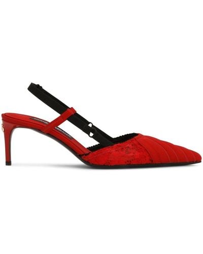 Dolce & Gabbana Corset-style Satin Slingback Pumps - Red
