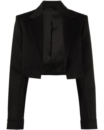Victoria Beckham Open-front Cropped Blazer - Black