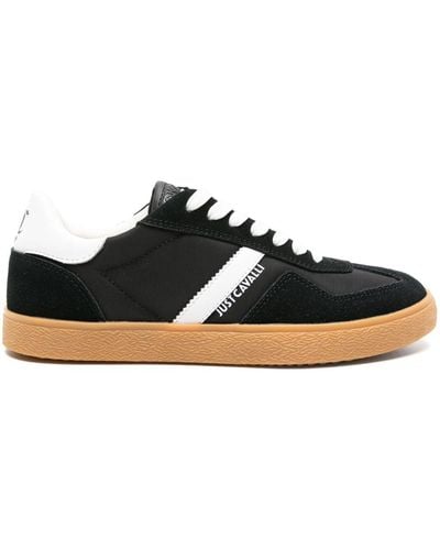 Just Cavalli Paneled Leather Lace-up Sneakers - Black