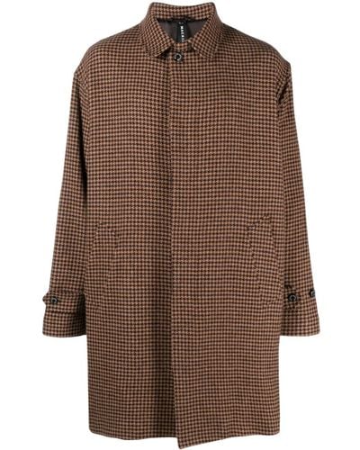 Mackintosh Manteau Soho en laine à motif pied-de-poule - Marron