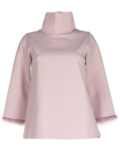 Herno Resort Feather-detail Funnel-neck Top - Pink