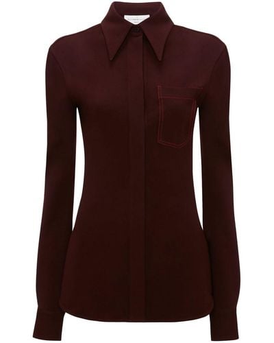 Victoria Beckham Contrast-stitch Long-sleeve Shirt - Brown
