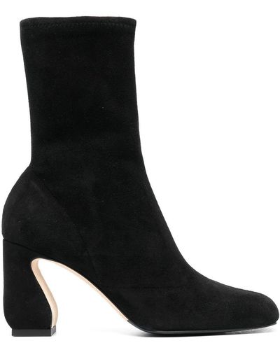 SI ROSSI Stretch Suede Heel Ankle Boots - Black