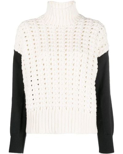 Colville Colour-blocked Funnel-neck Sweater - White