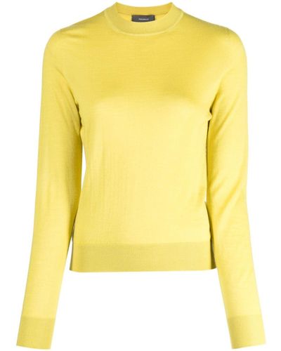 Lorena Antoniazzi Fine-knit Ribbed-trim Jumper - Yellow