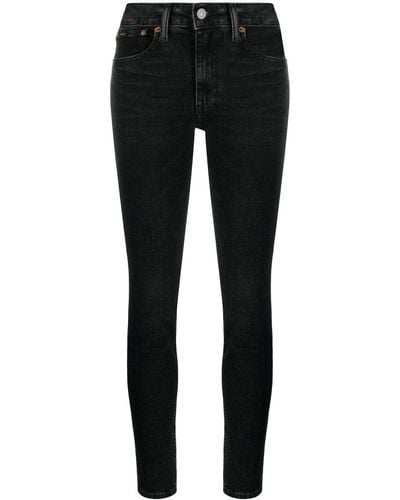 Polo Ralph Lauren Jeans skinny a vita media - Nero