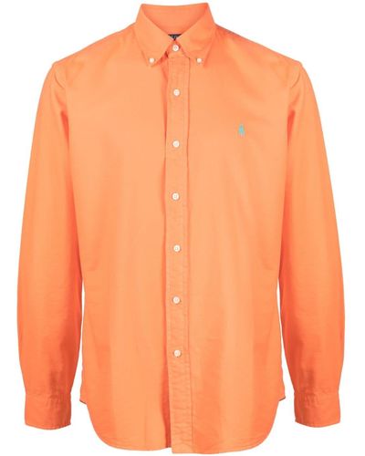 Polo Ralph Lauren Chemise en lin à motif Polo Pony brodé - Orange