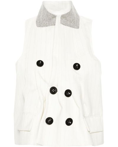 Sacai Pinstriped Double-breasted Vest - White