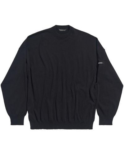 Balenciaga Logo-appliqué Cotton Sweater - Blue