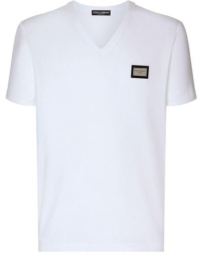 Dolce & Gabbana Vネック Tシャツ - ホワイト