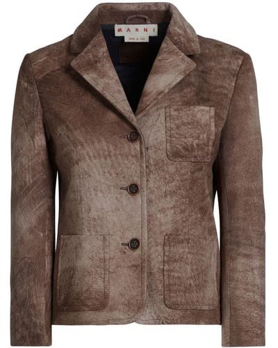 Marni Tie-dye Leather Jacket - Brown