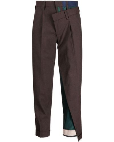 Kolor High-waisted Cropped Pants - Brown