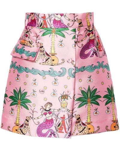 ALESSANDRO ENRIQUEZ St. Mermaid Satin Miniskirt - Pink