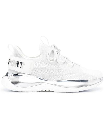 Philipp Plein Metallic Logo Lace-up Sneakers - White