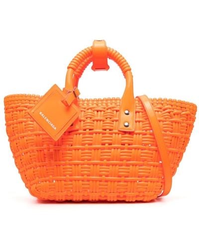Balenciaga Xs Bistro Basket Tote Bag - Orange