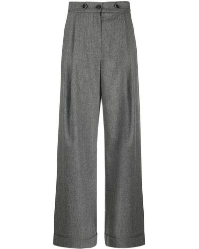 Emporio Armani Pantalon ample à taille-haute - Gris