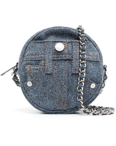 Moschino Jeans Button-detail Denim Crossbody Bag - Blue
