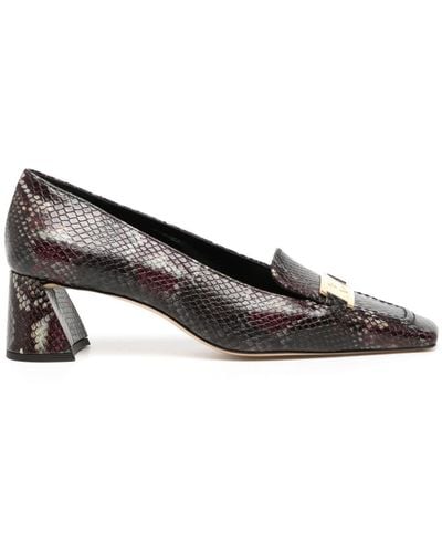 Rochas 52mm Snakeskin-effect Leather Court Shoes - Brown