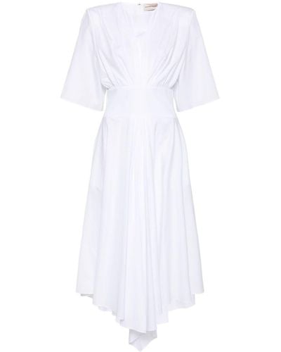 Alexandre Vauthier Poplin Shoulder-pads Midi Dress - White