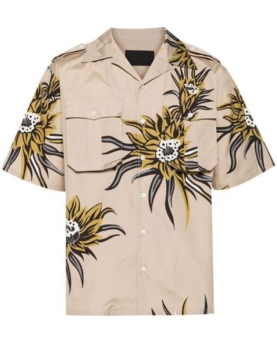 Prada Overhemd Met Bloemenprint - Naturel