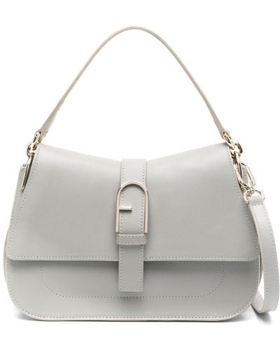 Furla Flow Leather Tote Bag - Gray