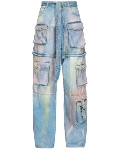 Pinko Cargo Jeans Met Tie-dye Print - Blauw