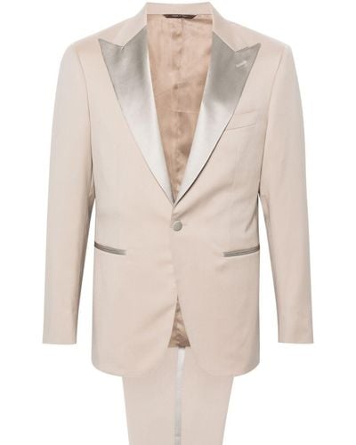 Canali Satin-trim Single-breasted Suit - Natural