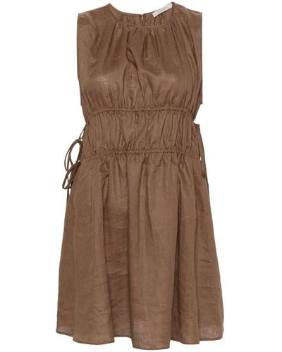 Asceno Como Linen Mini Dress - Brown