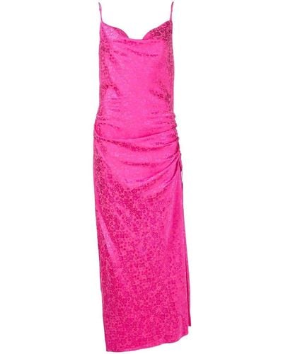 P.A.R.O.S.H. Floral-print Cowl-neck Maxi Dress - Pink