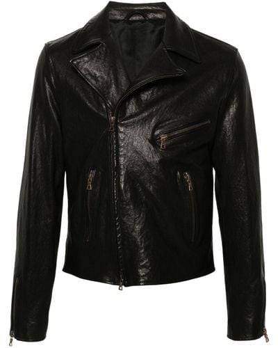 Eraldo Leather Biker Jacket - Black