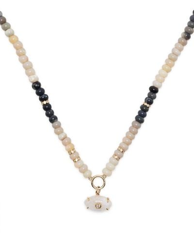 Sydney Evan 14kt Yellow Gold Diamond And Opal Beaded Necklace - Black