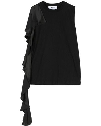 MSGM Blusa con detalle drapeado - Negro
