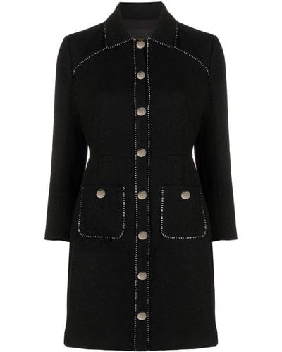 Maje Button-up Tweed Minidress - Black