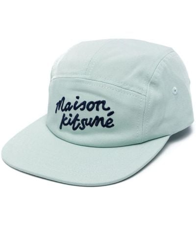 Maison Kitsuné Logo-embroidered Cotton Hat - Blue