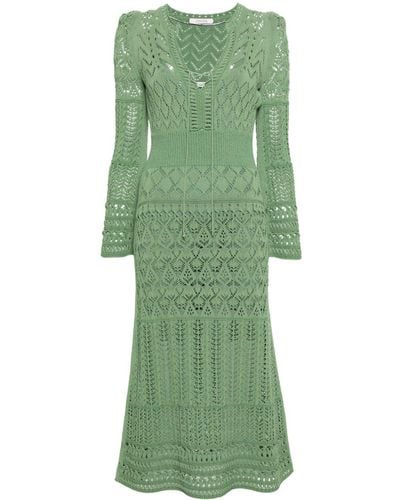 Dorothee Schumacher Long-sleeved A-line Crochet Midi-dress - Green