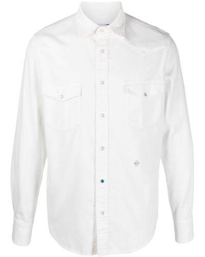 Jacob Cohen Logo-embroidered Denim Shirt - White