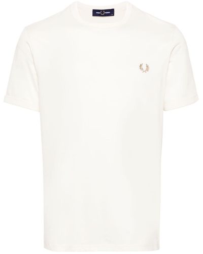 Fred Perry Logo-embroidered Cotton T-shirt - White