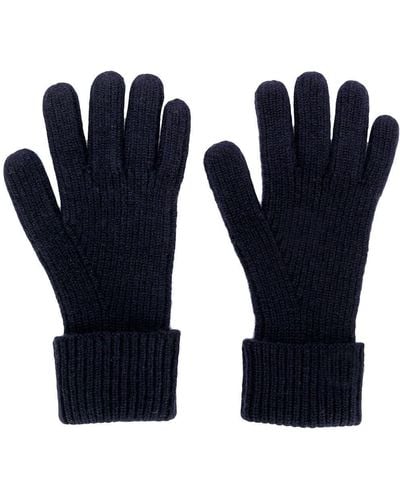 N.Peal Cashmere Ribbed knitted gloves - Bleu