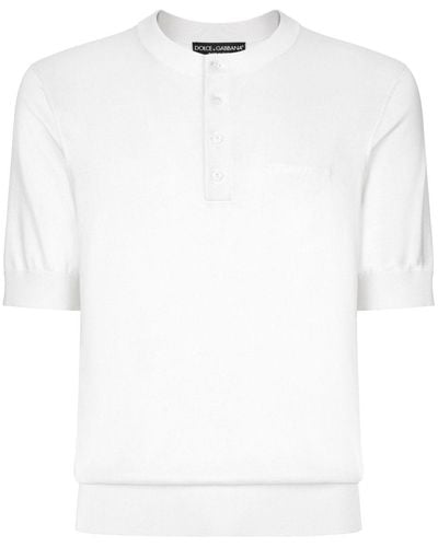 Dolce & Gabbana Logo-embroidered Silk Knitted Top - White