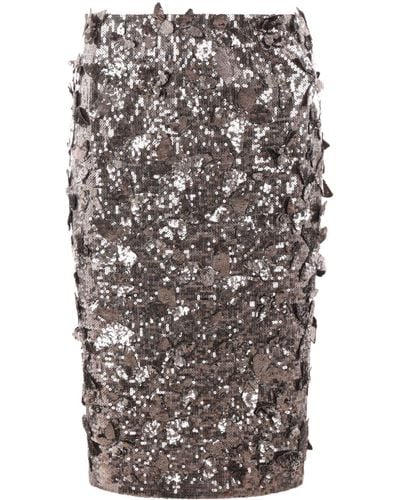 Blumarine Butterfly Sequin-embellished Pencil Skirt - Gray