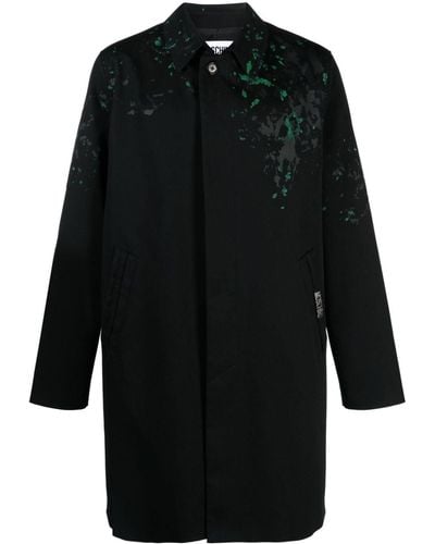 Moschino Paint Splatter-detail Single-breasted Twill Coat - Black