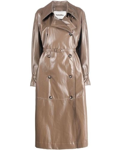 Nanushka Belted Double-breasted Trench Coat - Natural