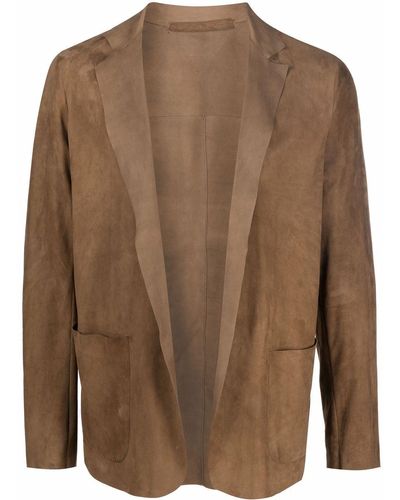 Salvatore Santoro No-fastening Leather Jacket - Brown