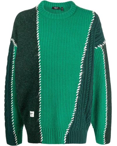 FIVE CM Colour-block Ribbed-knit Sweatshirt - Green