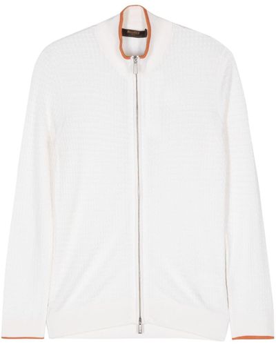 Moorer Orson Cable-knit Zip-up Cardigan - White