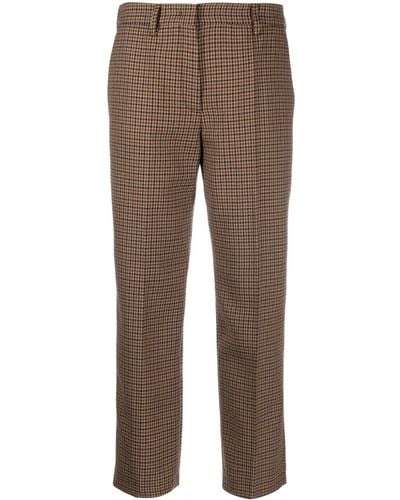 Prada Houndstooth Wool Trousers - Brown