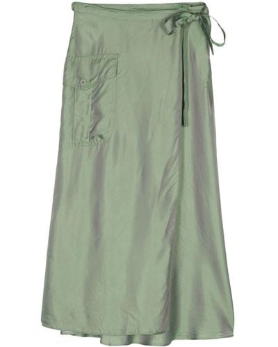 Aspesi Metallic Wrap Midi Skirt - Groen