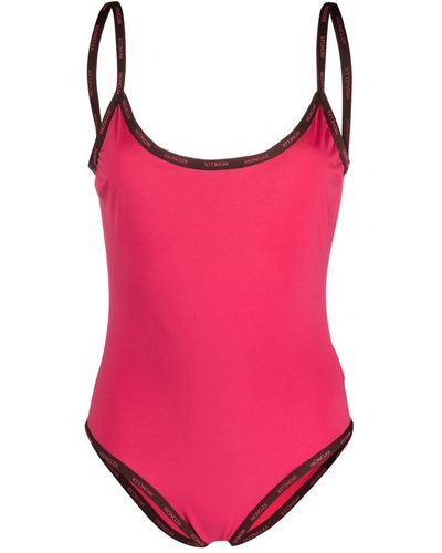 Moncler Logo-tape Swimsuit - Pink