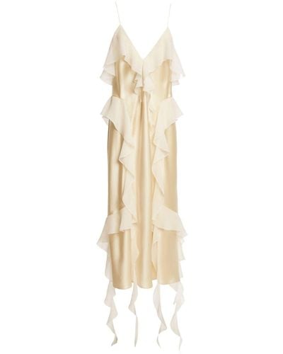 Khaite The Pim Ruffe-trim Silk Midi Dress - White