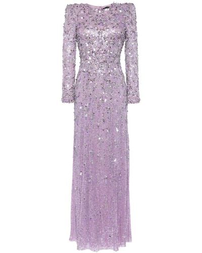 Jenny Packham Aurora Sequinned Gown Dress - Purple